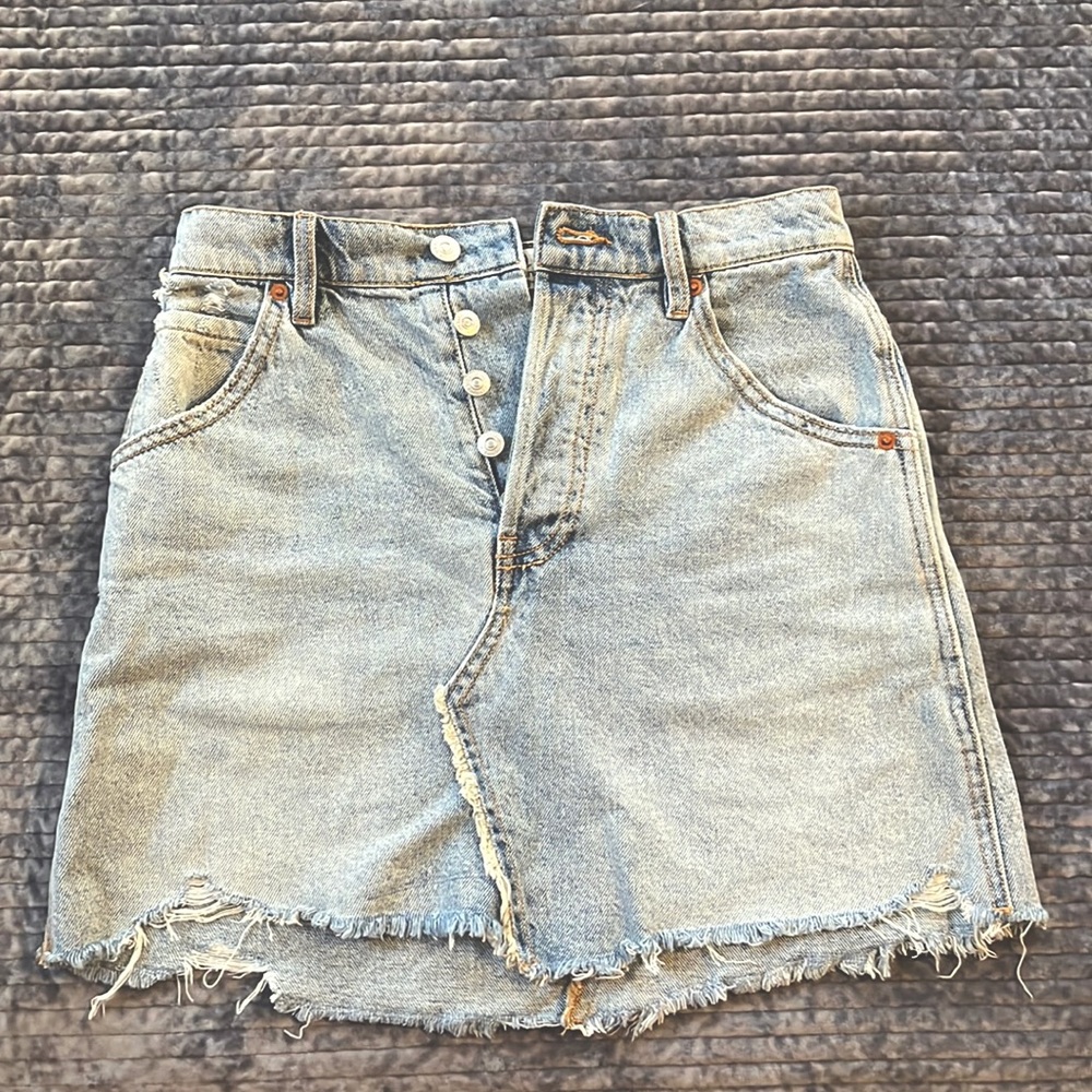 Free People destroyed denim skirt